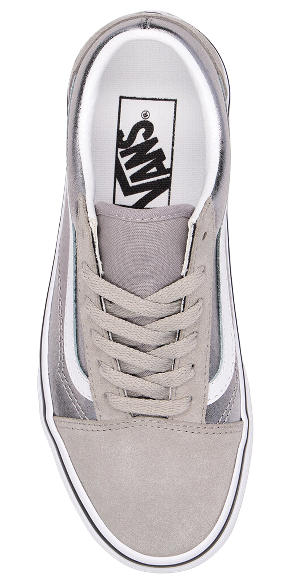 Vans Old Skool - Boys' Grade School — White/Metallic Silver — view 2