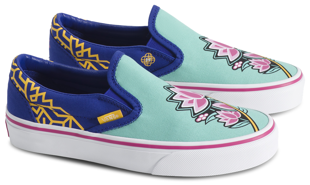 Vans Classic Slip On - Girls' Grade School — Zoey Blue/Green/Multi — view 2