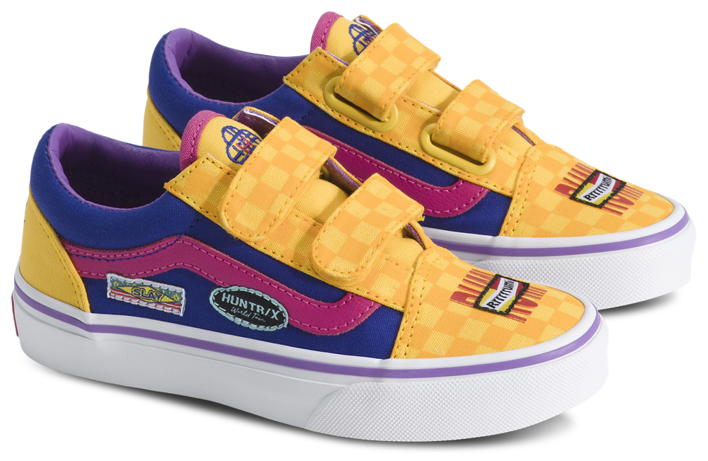 Vans Old Skool Velcro - Girls' Preschool — Multi/Rumi Yellow — view 2