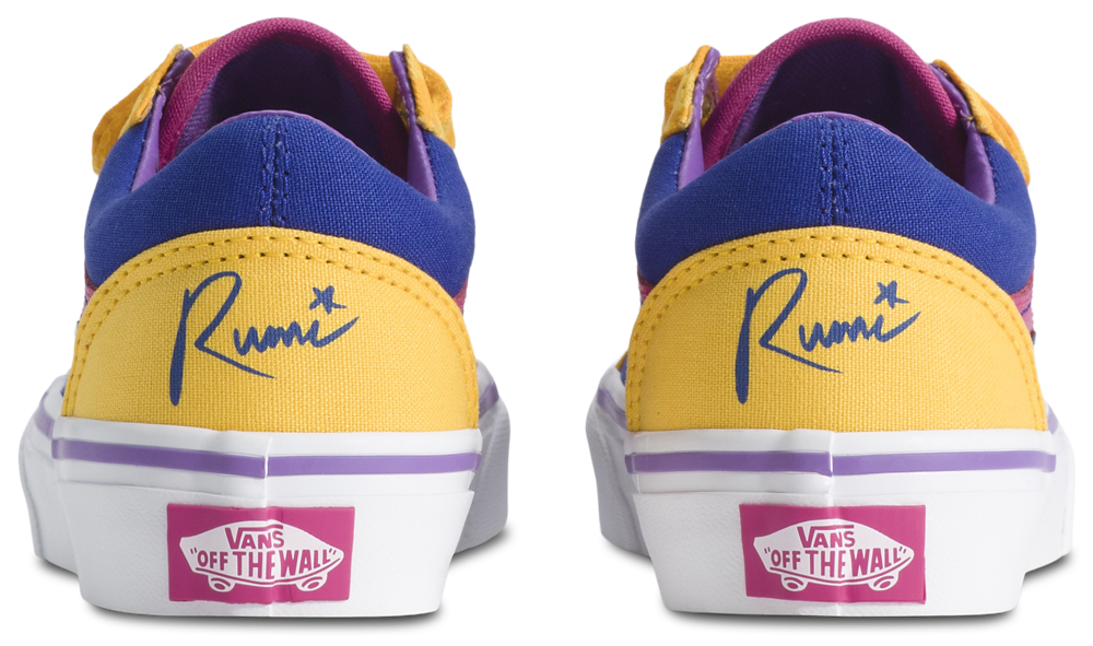 Vans Old Skool Velcro - Girls' Preschool — Multi/Rumi Yellow — view 3