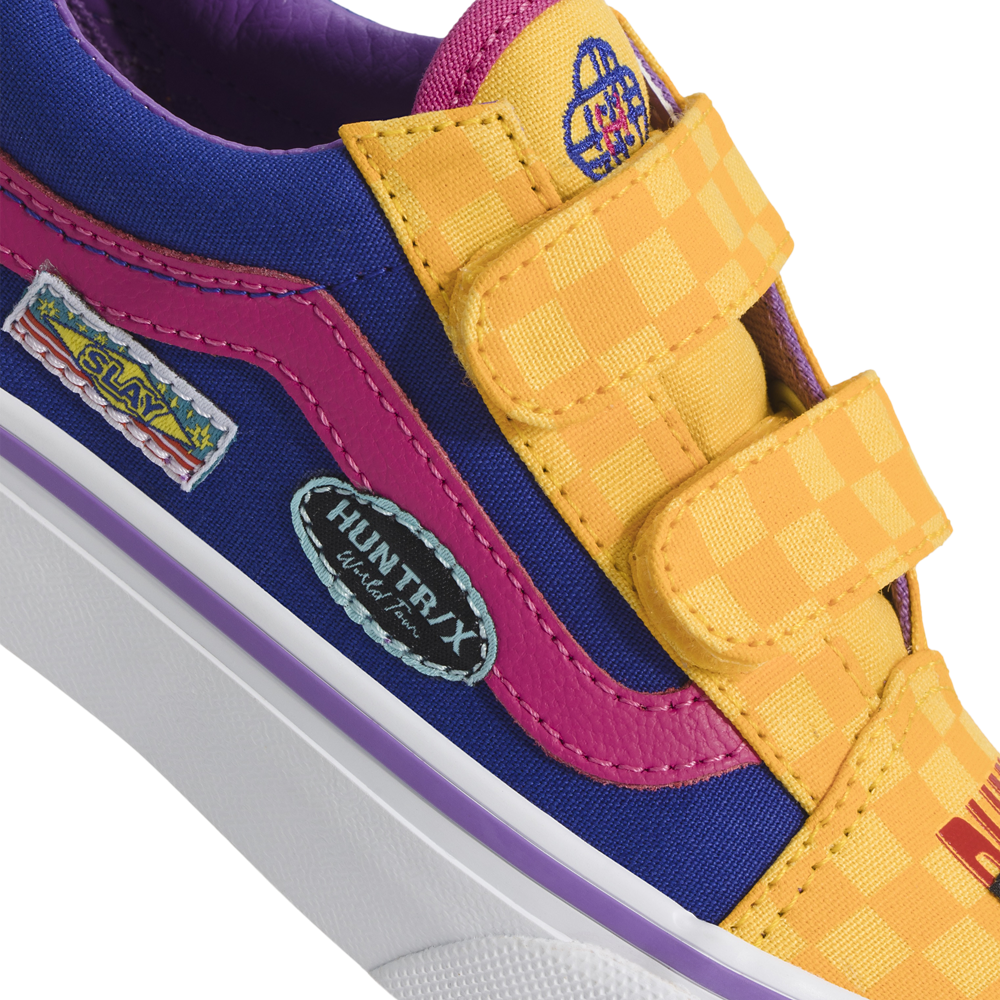 Vans Old Skool Velcro - Girls' Preschool — Multi/Rumi Yellow — view 6