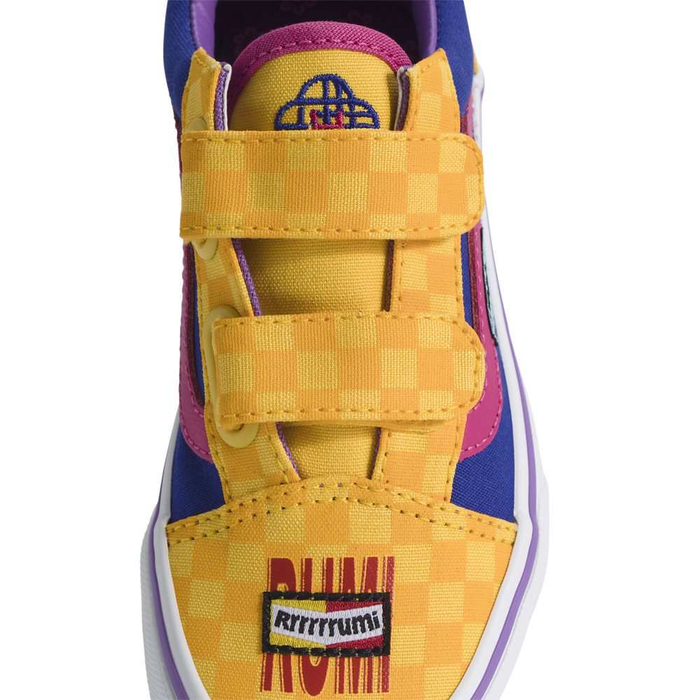 Vans Old Skool Velcro - Girls' Preschool — Multi/Rumi Yellow — view 7