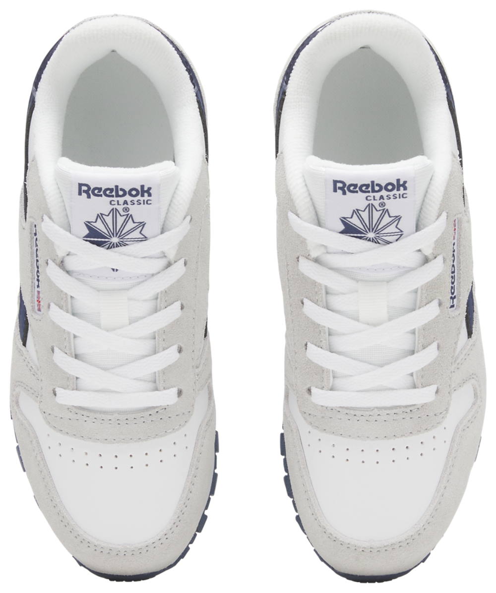 Reebok Classic Leather - Boys' Preschool — White/New Grey/Legacy Blue — view 3