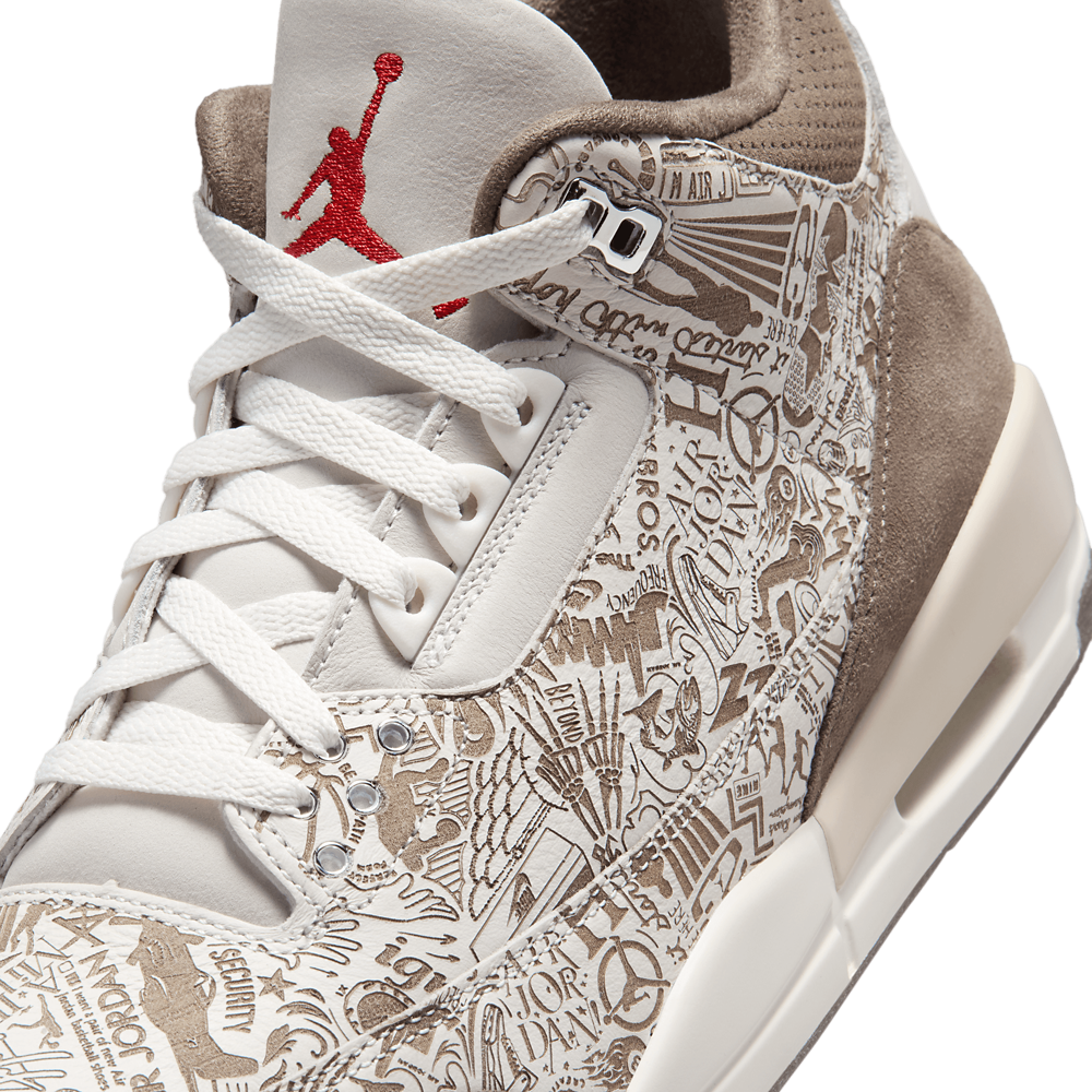 Jordan Air Jordan 3 Retro - Men's — White/Tan /Red — view 7