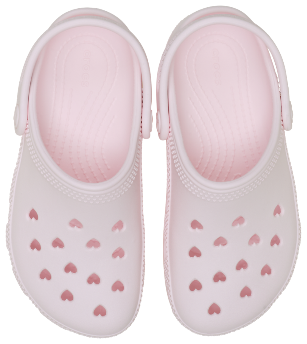 Crocs Classic Hearts Cut Out Clogs - Girls' Grade School — Bubble Ice/Bubble Ice — view 4
