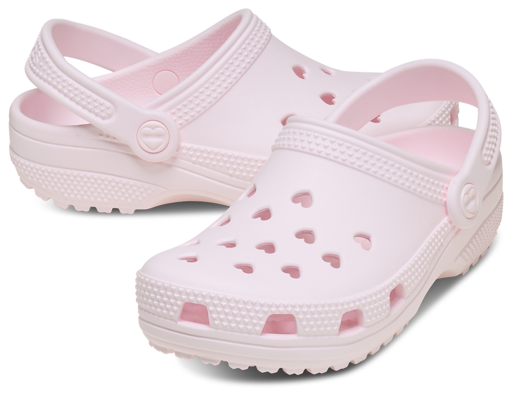Crocs Classic Hearts Cut Out Clogs - Girls' Grade School — Bubble Ice/Bubble Ice — view 6