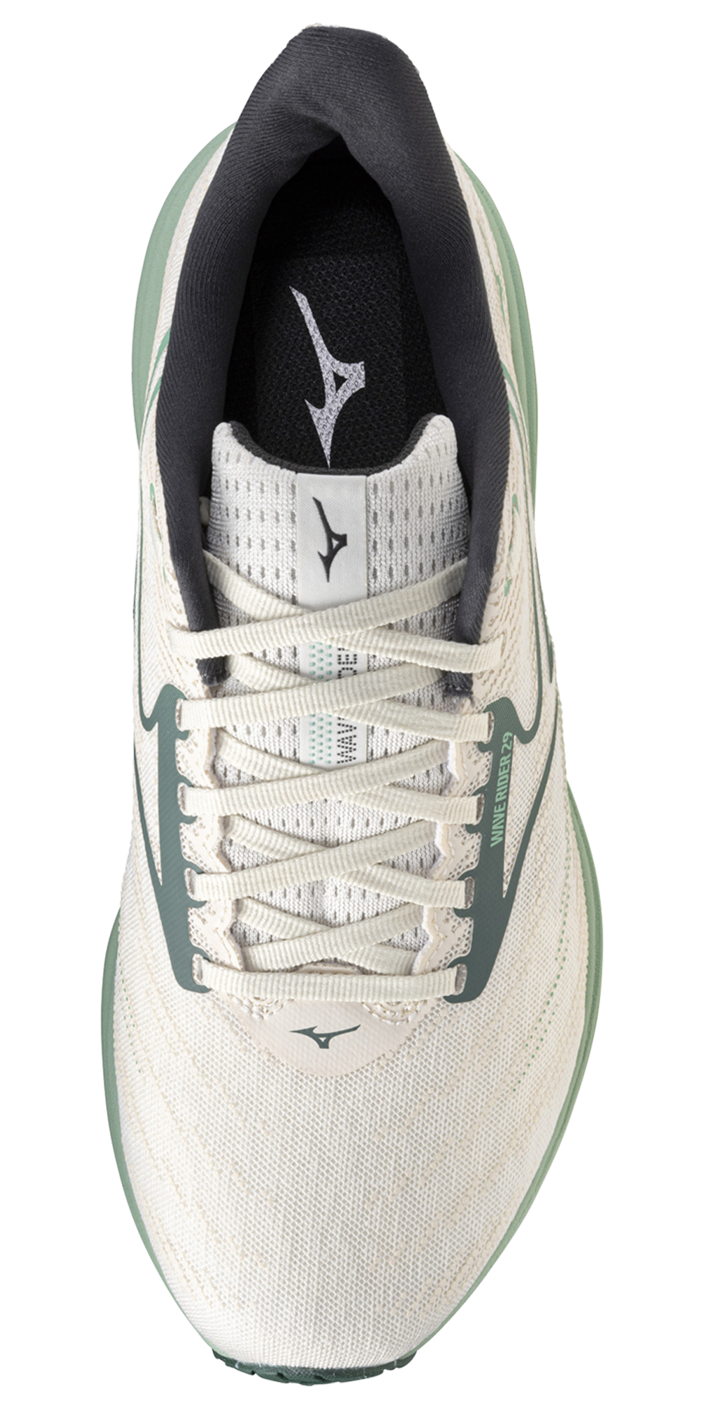 Mizuno Wave Rider 29 Wide - Men's — White/Bistro Green — view 4