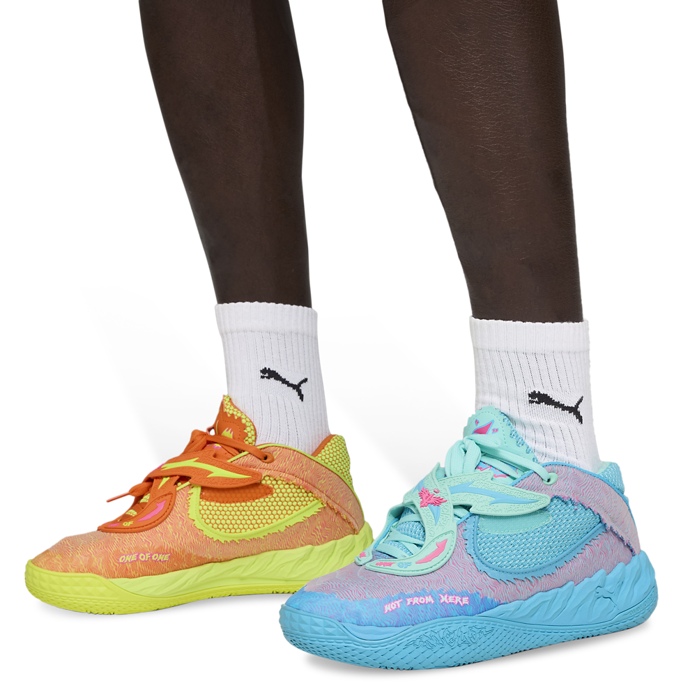 PUMA MB.05 Rick & Morty - Men's — Electric Peppermint/Rickie Orange/Blue — view 8