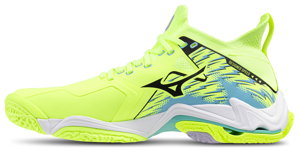 Mizuno Wave Lightning NEO 3 - Men's — Misty Blue/Neo Lime — view 2