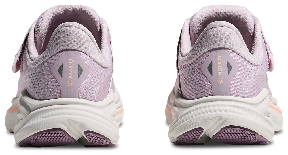 HOKA Clifton 10 - Girls' Preschool — Lilac Cream/Tangerine Glow — view 3