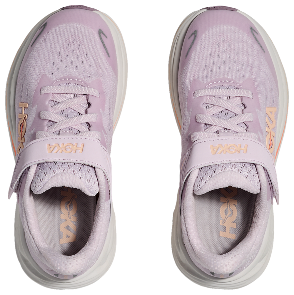 HOKA Clifton 10 - Girls' Preschool — Lilac Cream/Tangerine Glow — view 4