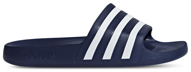 adidas Adilette Boost Slides - Men's Dark Blue/White/Dark Blue product view