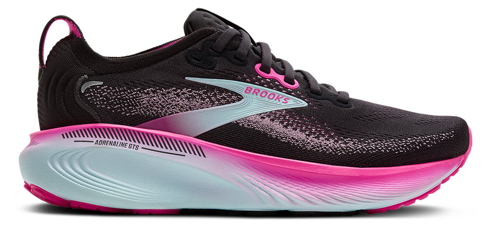 Brooks Adrenaline GTS 25 - Women's Black/Iced Aqua/Cyber Pink product view