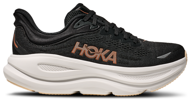 HOKA Bondi 9 - Women's Black/Rose Gold/White product view
