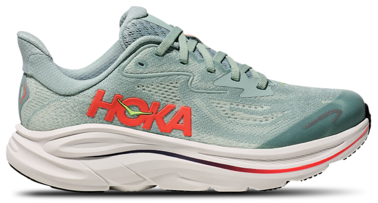 HOKA Clifton 10 - Boys' Grade School Neon Flame/Sage product view