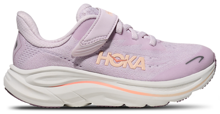 HOKA Clifton 10 - Girls' Preschool Lilac Cream/Tangerine Glow product view