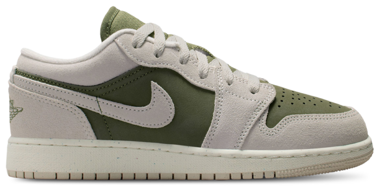 Jordan Air Jordan 1 Low SE - Boys' Grade School Green/Beige product view