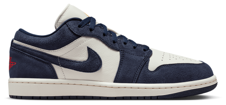 Jordan Air Jordan 1 Low SE - Men's University Gold/Chile Red/Obsidian product view