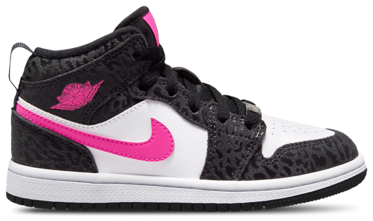 Jordan Air Jordan 1 Mid SE - Girls' Preschool Pink/Black/White product view
