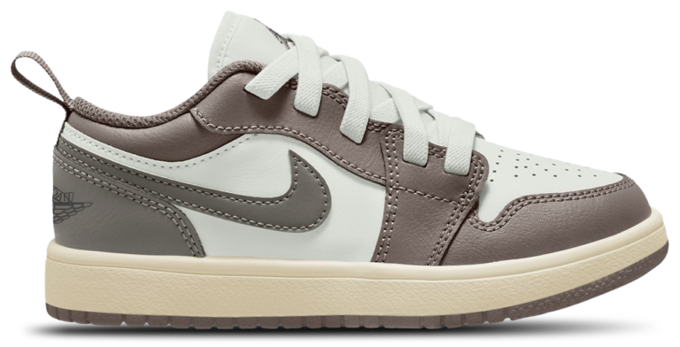 Jordan AJ 1 Low - Boys' Preschool Olive Grey/Summit White/Enigma Stone product view