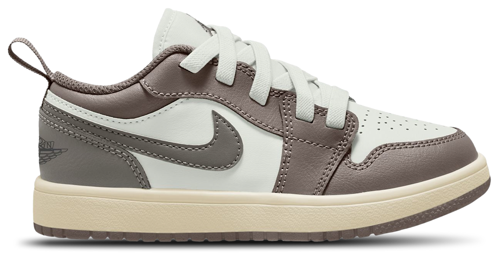 Jordan AJ 1 Low - Boys' Preschool Olive Grey/Summit White/Enigma Stone product view