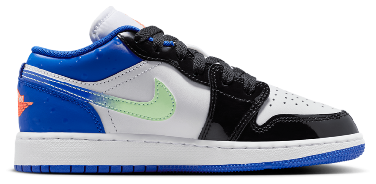 Jordan AJ 1 Low SE - Boys' Grade School Blue/Orange/White product view