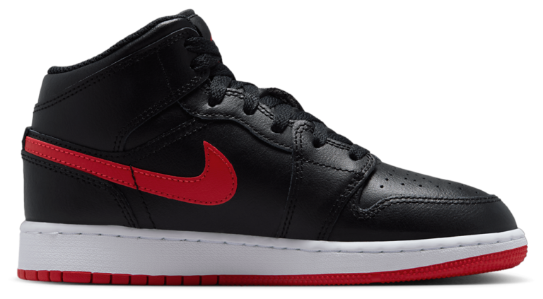 Jordan AJ 1 Mid - Boys' Grade School Black/Red product view