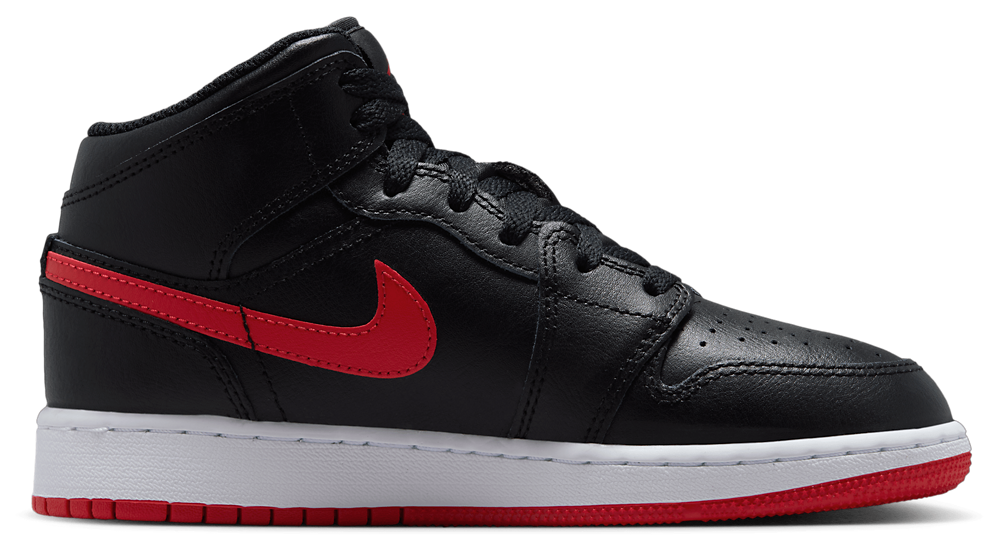 Jordan AJ 1 Mid - Boys' Grade School Black/Red product view