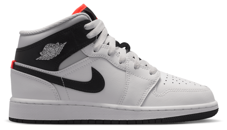 Jordan AJ 1 Mid - Boys' Grade School Summit White/Black/Infrared product view