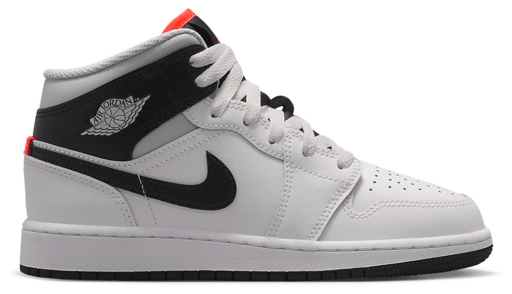 Jordan AJ 1 Mid - Boys' Grade School Summit White/Black/Infrared product view