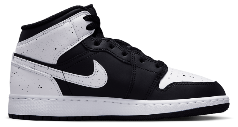 Jordan AJ 1 Mid - Boys' Grade School White/Black/Black product view