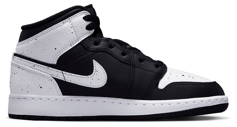 Jordan AJ 1 Mid - Boys' Grade School White/Black/Black product view