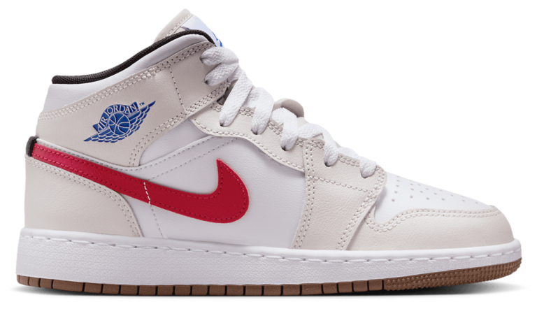Jordan AJ 1 Mid - Boys' Grade School White/Sail/Phantom product view