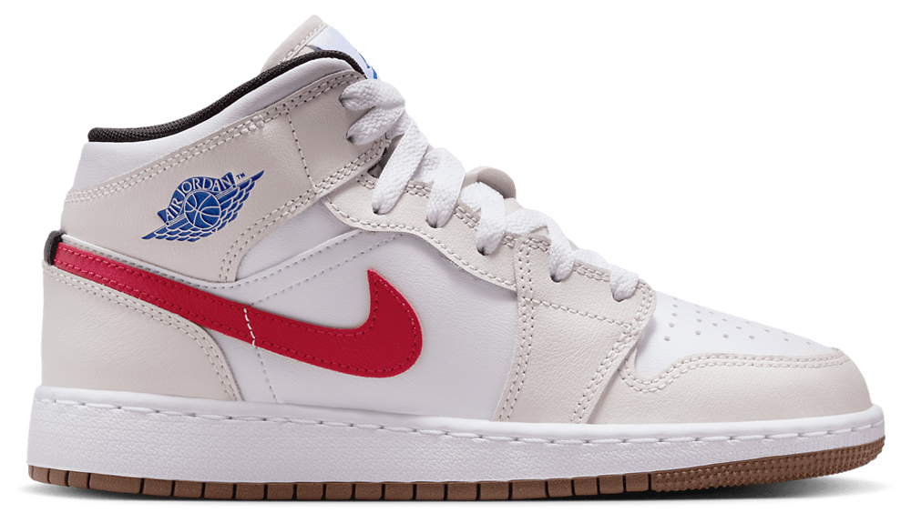 Jordan AJ 1 Mid - Boys' Grade School White/Sail/Phantom product view