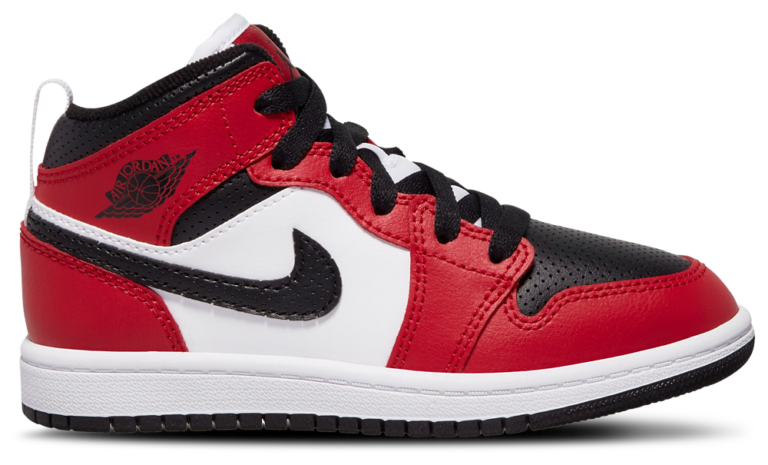Jordan AJ 1 Mid - Boys' Preschool Black/Gym Red/Black product view