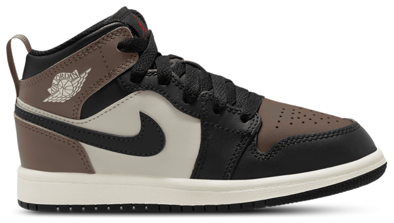 Jordan AJ 1 Mid - Boys' Preschool Black/Phantom/Univ Red product view