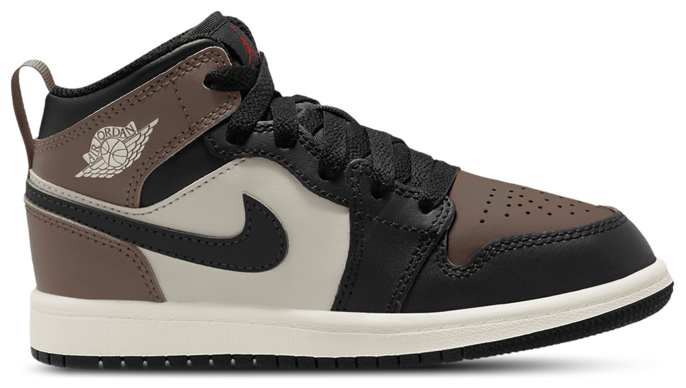 Jordan AJ 1 Mid - Boys' Preschool Black/Phantom/Univ Red product view