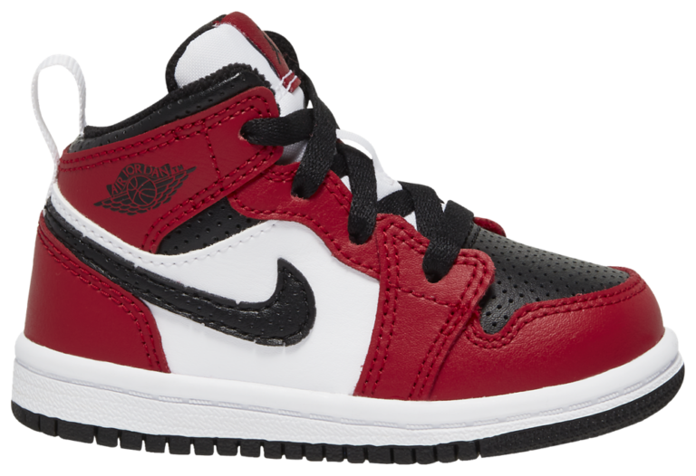 Jordan AJ 1 Mid - Boys' Toddler Black/Gym Red/Black product view