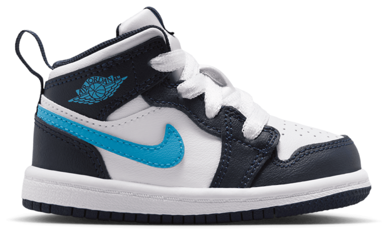 Jordan AJ 1 Mid - Boys' Toddler Obsidian/Dark Powder Blue/White product view