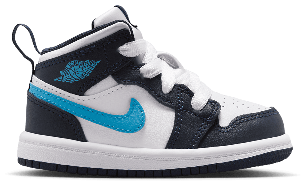 Jordan AJ 1 Mid - Boys' Toddler Obsidian/Dark Powder Blue/White product view