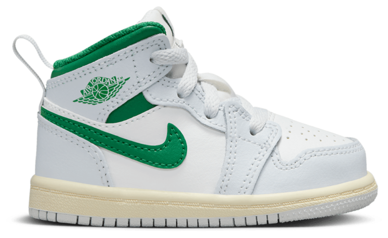Jordan AJ 1 Mid - Boys' Toddler Summit White/Pine Green product view