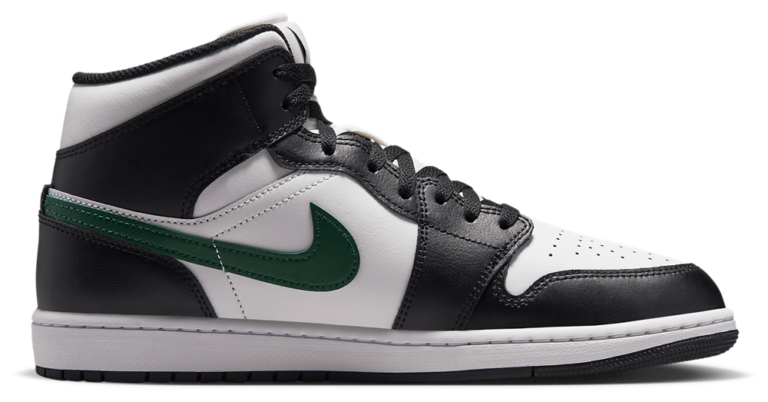 Jordan AJ 1 Mid - Men's Black/Summit White/Gorge Green product view