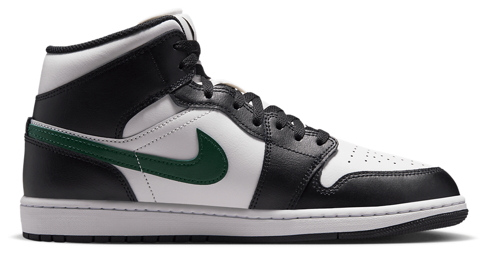 Jordan AJ 1 Mid - Men's Black/Summit White/Gorge Green product view