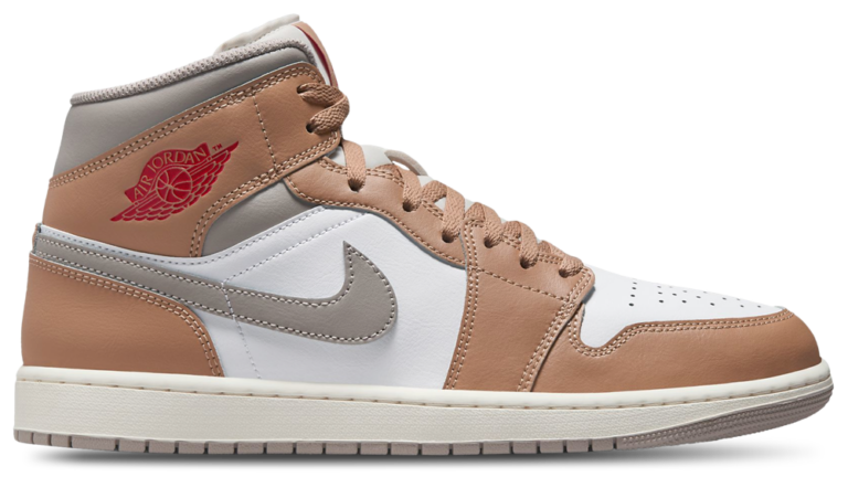 Jordan AJ 1 Mid - Men's Hemp/Fire Red/White product view