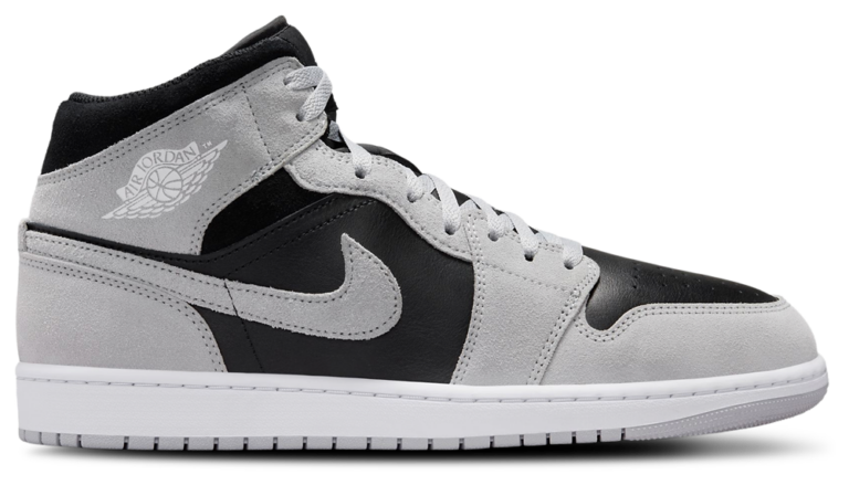 Jordan AJ 1 Mid - Men's Lt Smoke Gray/White/Black product view