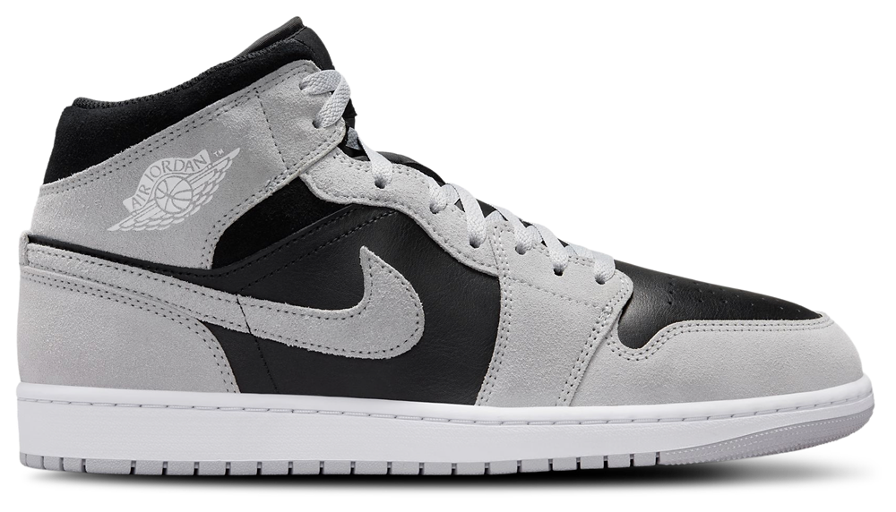 Jordan AJ 1 Mid - Men's Lt Smoke Gray/White/Black product view