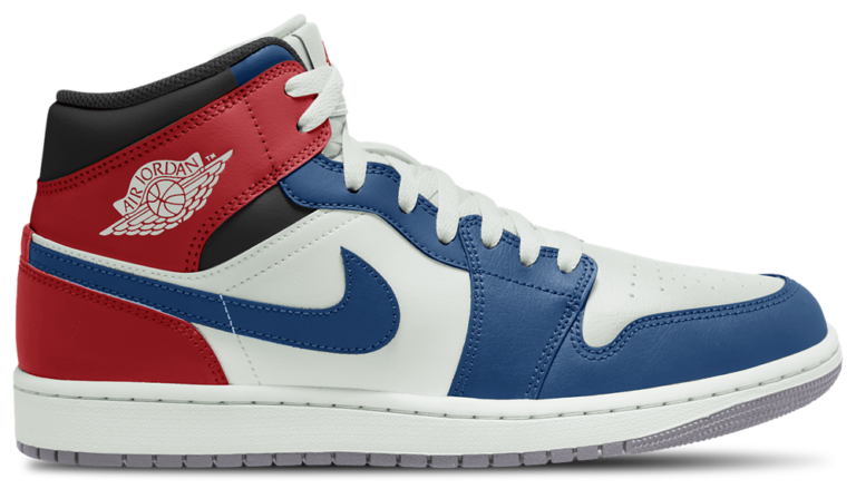 Jordan AJ 1 Mid - Men's True Blue/Summit White/Red product view