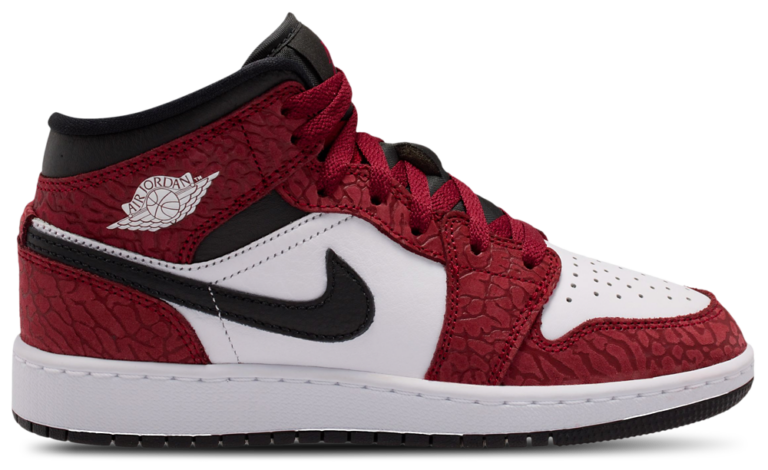 Jordan AJ 1 Mid SE - Boys' Grade School Red/White/Black product view