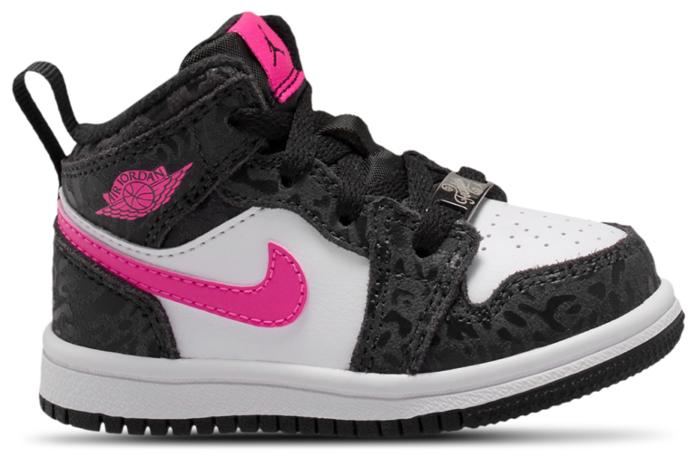 Jordan AJ 1 Mid SE - Girls' Toddler Pink/White/Black product view