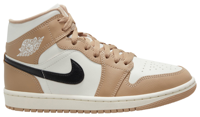 Jordan AJ 1 Mid - Women's Black/Sail/Desert product view
